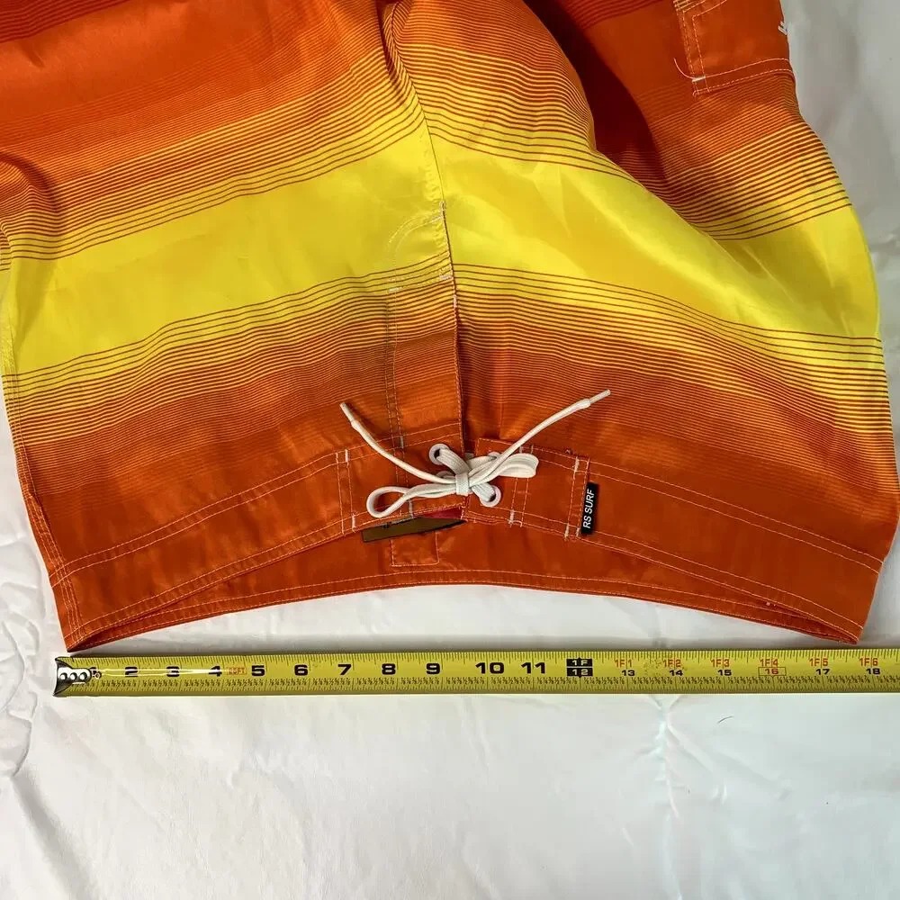 RS Surf Mens Sz 38 Sunset Ombre Yellow Orange Pink Swim Board Shorts 11
